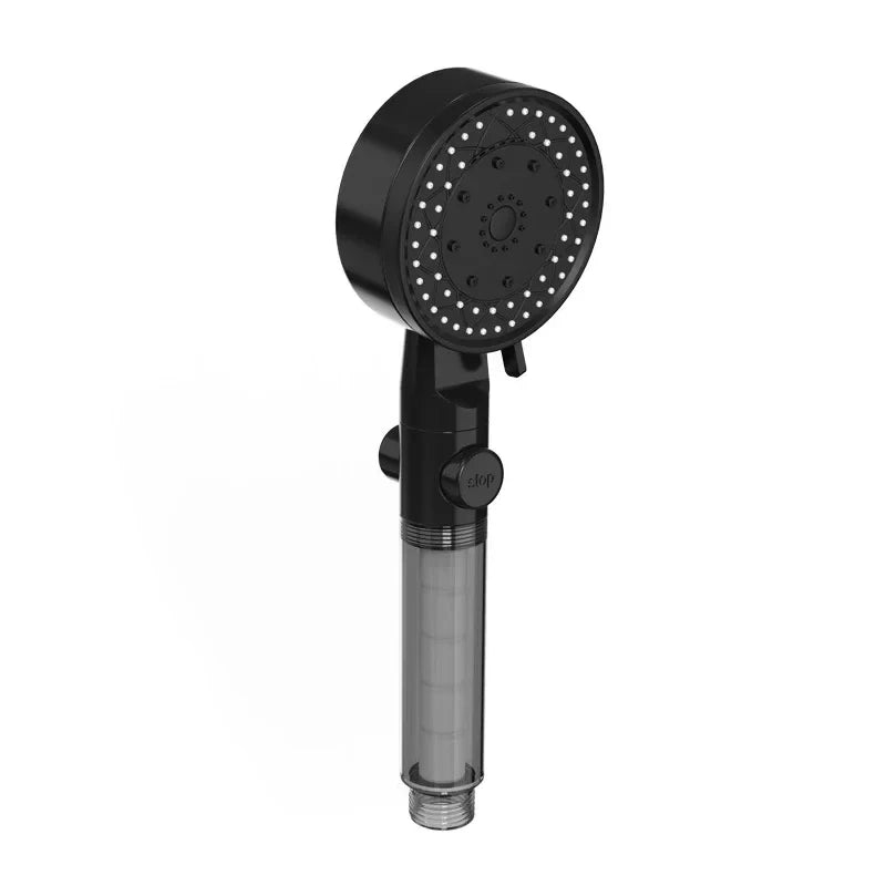 Cabezal de ducha filtrante 10 chorros alta presión, ahorro de agua, portátil, resistente a caídas, negro y blanco